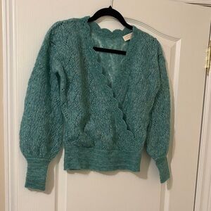 Sezane - Women's Wool and Mohair Teal Sweater